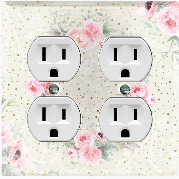 Metal Light Switch Plate Cover Elegant Pink Rose Spotted Tile FLW114