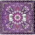 thumbnail image 1 of Metal Light Switch Plate Cover Elegant Purple Mandala Flower Tile Pattern TIL065, 1 of 13