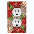 thumbnail image 1 of Metal Light Switch Plate Cover Elegant Red Floral Nature Scripture Damask FLW085, 1 of 13