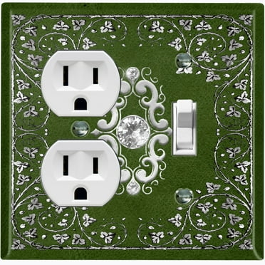 Metal Light Switch Plate Cover Elegant Starry Night Maroon Green Frame FRA029