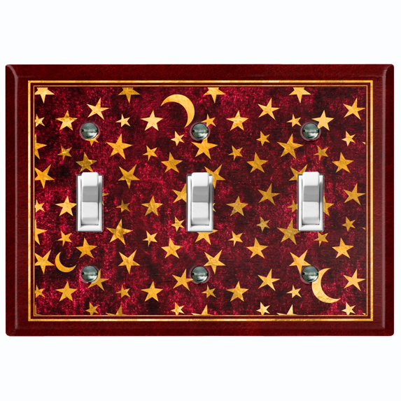 Metal Light Switch Plate Cover Elegant Starry Night Maroon Tile FRA024