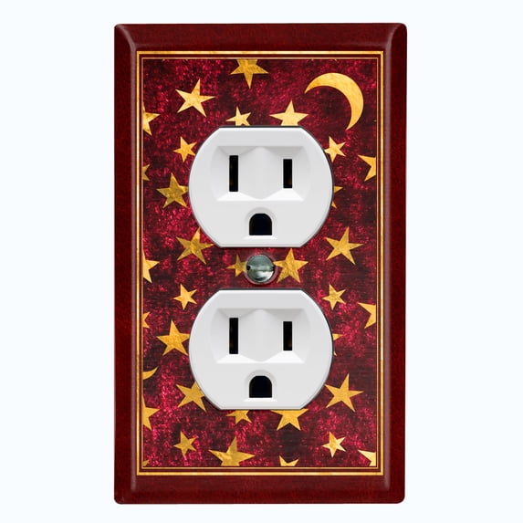 Metal Light Switch Plate Cover Elegant Starry Night Maroon Tile FRA024