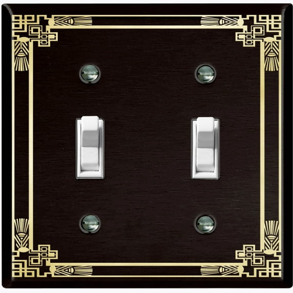 Metal Light Switch Plate Cover Elegant Victorian Art Deco Frame Black FRA086