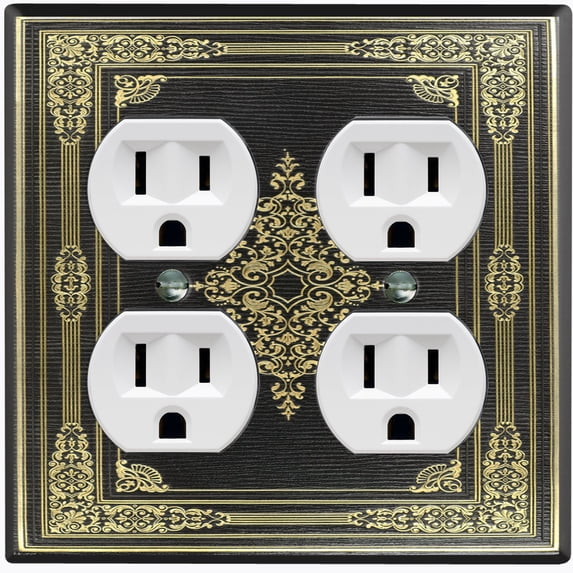 Metal Light Switch Plate Cover Elegant Victorian Black Yellow Frame FRA053