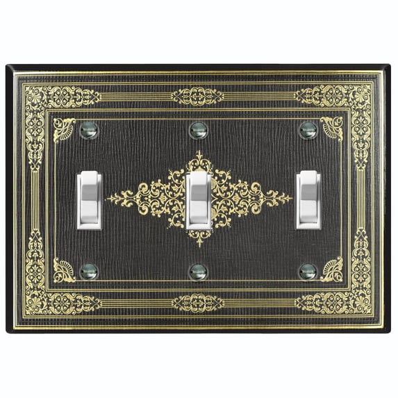 Metal Light Switch Plate Cover Elegant Victorian Black Yellow Frame FRA053