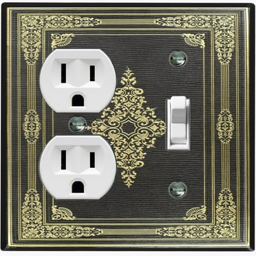 Metal Light Switch Plate Cover Elegant Victorian Black Yellow Frame FRA053