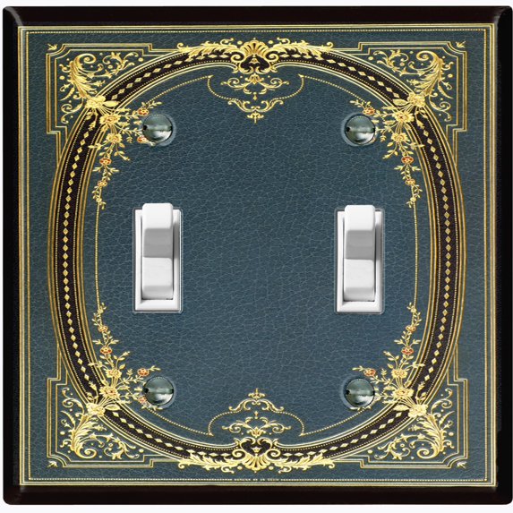 Metal Light Switch Plate Cover Elegant Victorian Blue Yellow Frame FRA059