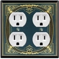 thumbnail image 1 of Metal Light Switch Plate Cover Elegant Victorian Blue Yellow Frame FRA059, 1 of 13