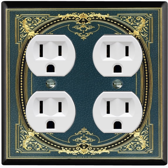 Metal Light Switch Plate Cover Elegant Victorian Blue Yellow Frame FRA059
