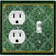 thumbnail image 1 of Metal Light Switch Plate Cover Elegant Victorian Floral Damask Frame Green FRA079, 1 of 13