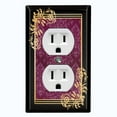 thumbnail image 1 of Metal Light Switch Plate Cover Elegant Victorian Floral Damask Frame Purple FRA080, 1 of 13