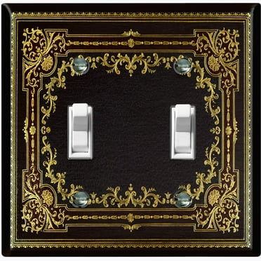 Metal Light Switch Plate Cover Elegant Victorian Floral Fan Frame Black FRA071