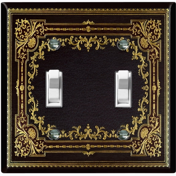 Metal Light Switch Plate Cover Elegant Victorian Floral Fan Frame Black FRA071