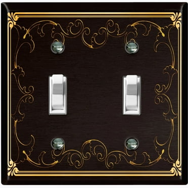 Metal Light Switch Plate Cover Elegant Victorian Floral Frame Black FRA073