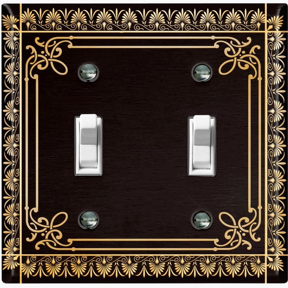 Metal Light Switch Plate Cover Elegant Victorian Floral Frame Black FRA076