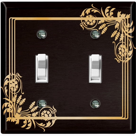 Metal Light Switch Plate Cover Elegant Victorian Floral Frame Black FRA081