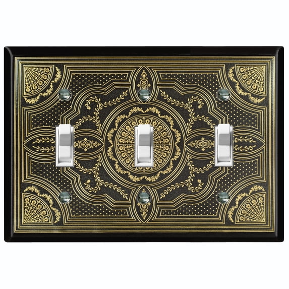 Metal Light Switch Plate Cover Elegant Victorian Floral Harisen Fan Frame Black FRA064