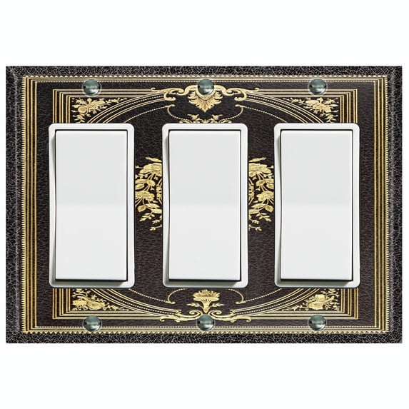 Metal Light Switch Plate Cover Elegant Victorian Theatre Floral Frame Black FRA069