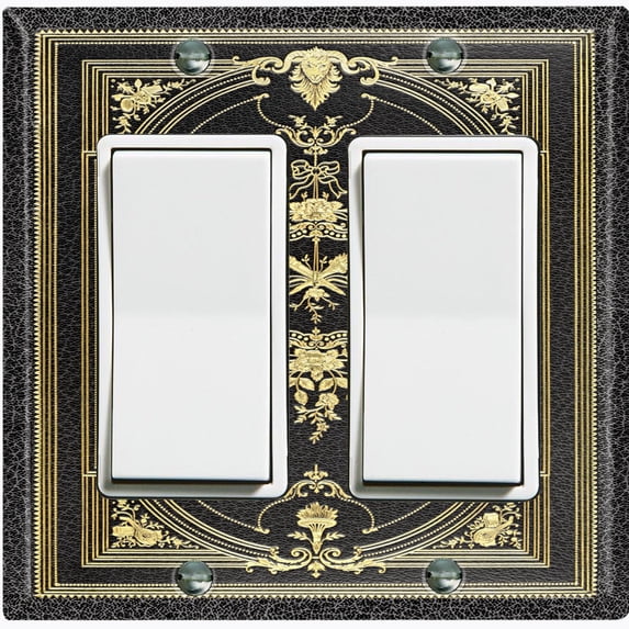 Metal Light Switch Plate Cover Elegant Victorian Theatre Floral Frame Black FRA069
