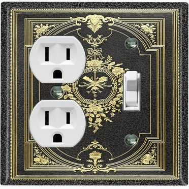 Metal Light Switch Plate Cover Elegant Victorian Theatre Floral Frame Black FRA069
