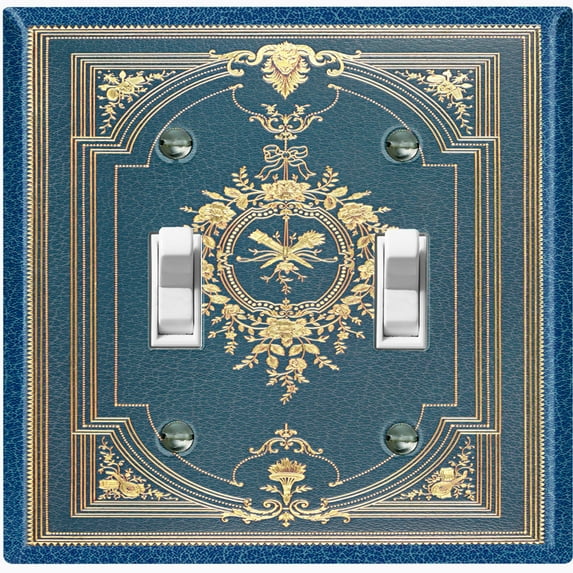 Metal Light Switch Plate Cover Elegant Victorian Theatre Floral Frame Blue FRA070