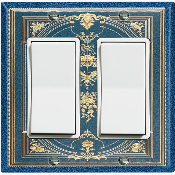 Metal Light Switch Plate Cover Elegant Victorian Theatre Floral Frame Blue FRA070
