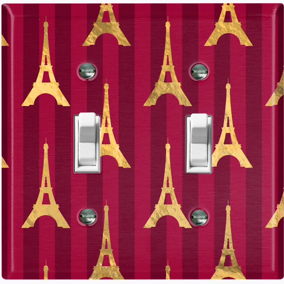 Metal Light Switch Plate Cover Elegant Woman Rhombus Burgundy Damask DAM084