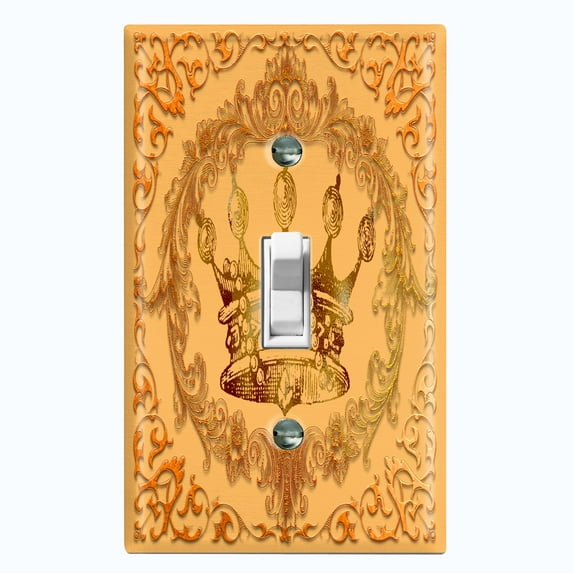 Metal Light Switch Plate Cover Elegant Yellow Crown Frame FRA016