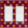thumbnail image 1 of Metal Light Switch Plate Cover Elegant Yellow Tufted Rose Burgundy Damask DAM082, 1 of 13