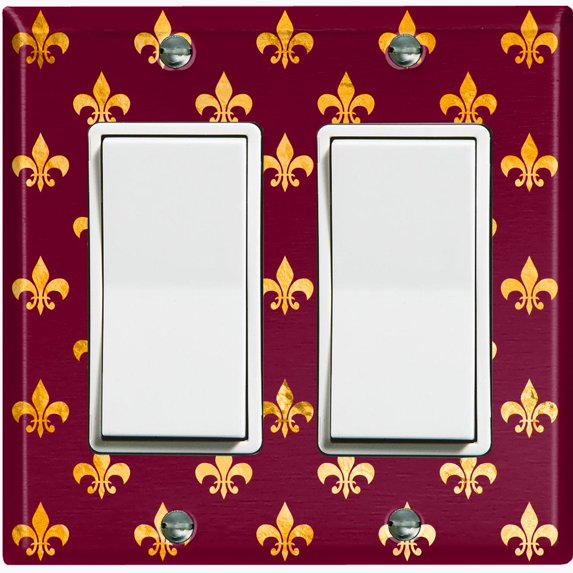 Metal Light Switch Plate Cover Elegant Yellow Tufted Rose Burgundy Damask DAM082