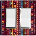 thumbnail image 1 of Metal Light Switch Plate Cover Ethnic Aztec Tribal Art Pattern Burgundy SFR061, 1 of 13