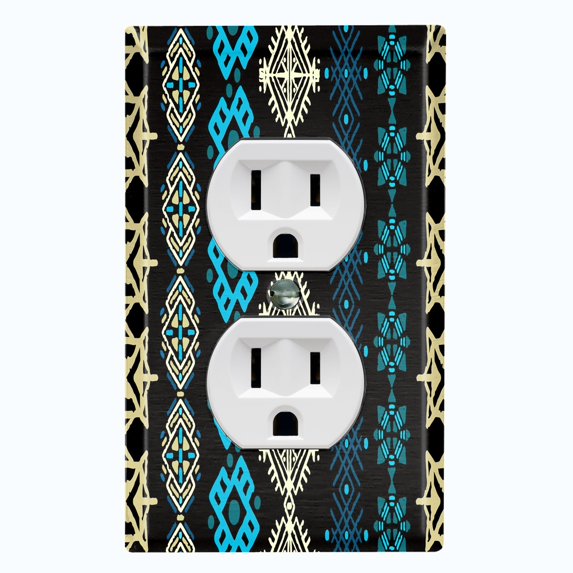 Metal Light Switch Plate Cover Ethnic Aztec Tribal Pattern Teal SFR064