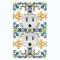 thumbnail image 1 of Metal Light Switch Plate Cover Fancy Green Orange Blue Tile Pattern TIL008, 1 of 13