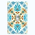 thumbnail image 1 of Metal Light Switch Plate Cover Fancy Teal Beige Tile Pattern TIL020, 1 of 13