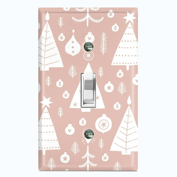 Metal Light Switch Plate Cover Festive Christmas Tree Ornaments Pink XMS009