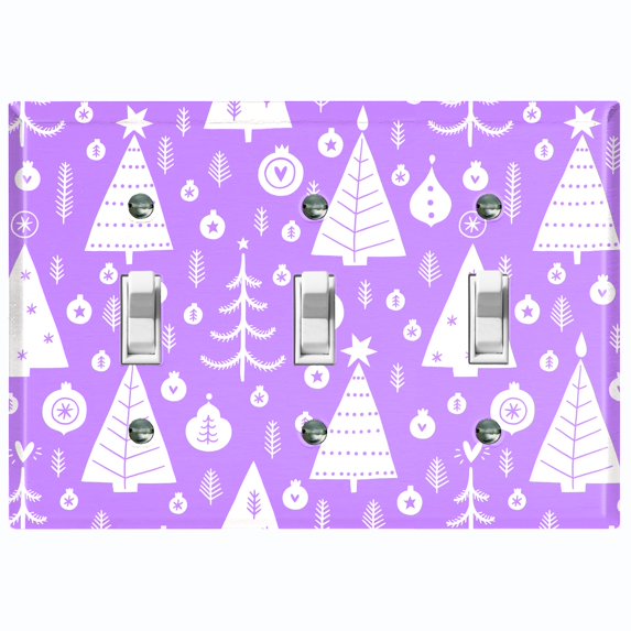 Metal Light Switch Plate Cover Festive Christmas Tree Ornaments Purple XMS010