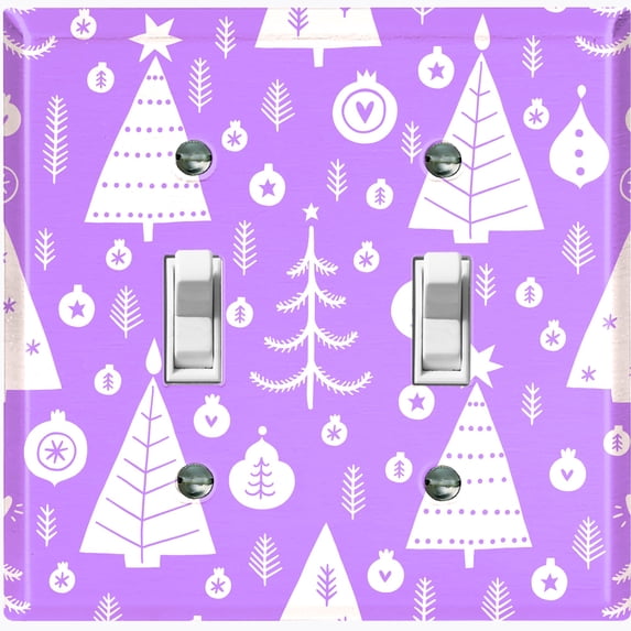 Metal Light Switch Plate Cover Festive Christmas Tree Ornaments Purple XMS010