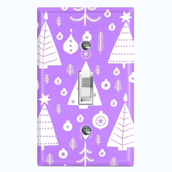 Metal Light Switch Plate Cover Festive Christmas Tree Ornaments Purple XMS010