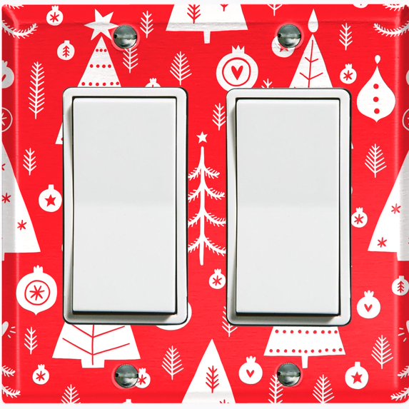 Metal Light Switch Plate Cover Festive Christmas Tree Ornaments Red XMS012