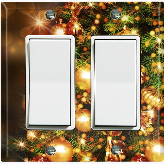 Metal Light Switch Plate Cover Festive Christmas Tree Ornaments XMS017