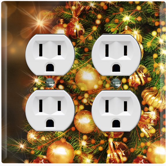 Metal Light Switch Plate Cover Festive Christmas Tree Ornaments XMS017