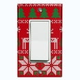 thumbnail image 1 of Metal Light Switch Plate Cover Festive Red Christmas Reindeer Stocking XMS019, 1 of 13