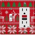 thumbnail image 1 of Metal Light Switch Plate Cover Festive Red Christmas Reindeer Stocking XMS019, 1 of 13