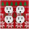 thumbnail image 1 of Metal Light Switch Plate Cover Festive Red Christmas Reindeer Stocking XMS019, 1 of 13