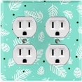 thumbnail image 1 of Metal Light Switch Plate Cover Festive Rosemary Leaves Teal XMS005, 1 of 13