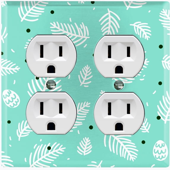 Metal Light Switch Plate Cover Festive Rosemary Leaves Teal XMS005
