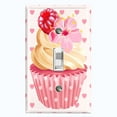 thumbnail image 1 of Metal Light Switch Plate Cover Floral Raspberry Cupcake Pink Heart Wallpaper CAK030, 1 of 13
