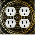 thumbnail image 1 of Metal Light Switch Plate Cover Gold Black Mandala Circle Pattern MDL001, 1 of 13