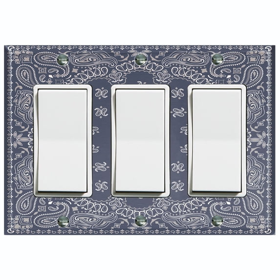 Metal Light Switch Plate Cover Gray Floral Bandana Paisley Tile Pattern TIL059