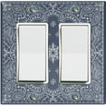 thumbnail image 1 of Metal Light Switch Plate Cover Gray Floral Bandana Paisley Tile Pattern TIL059, 1 of 13